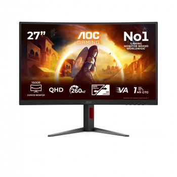 AOC CQ27G4Z2 27 inch QHD Curved Gaming Monitor - 240Hz Fast VA, 0.5ms MPRT, FreeSync Premium, Height Adjustable