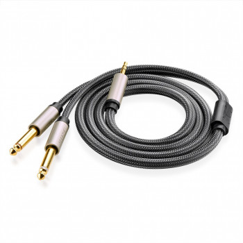 UGREEN 3.5mm TRS to Dual 6.35mm TS Audio Y Splitter Cable 2m Grey