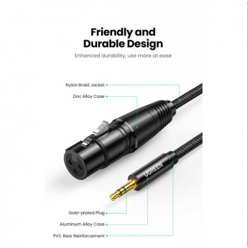 UGREEN AV182 XLR Male to 3.5mm TRS Male Audio Cable 1m Black