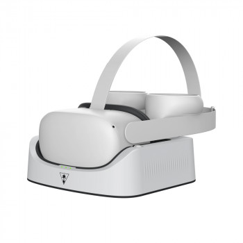HAMA Charging Dock for Meta Quest 2 – Magnetic USB-C VR Headset and Controller Charging Station with Rechargeable Batteries, White