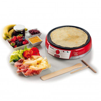 Ariete 202R Retro Electric Crepe Maker with Non-Stick 30cm Plate, 1000W, Red