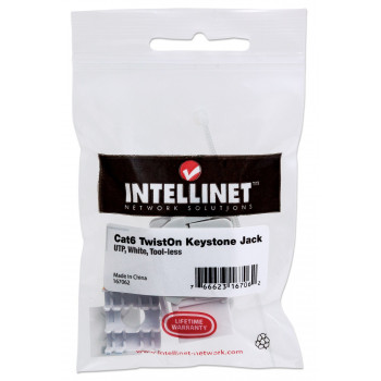 Intellinet 167062 Cat6 UTP Keystone Jack, Tool-less, White