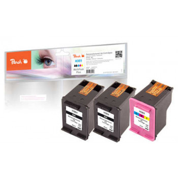 Peach PI300-563 Compatible Ink Cartridge 3-Pack Black Cyan Magenta Yellow for HP DeskJet 1000 1010 1050 1050A 1055 1510 and more