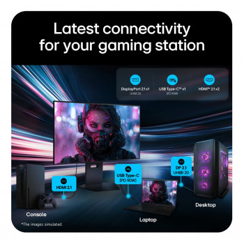 LG UltraGear Evo AI 32GX870B-B 31.5 inch Tandem OLED Gaming Monitor, 4K 240Hz / FHD 480Hz, HDR500, USB-C 90W