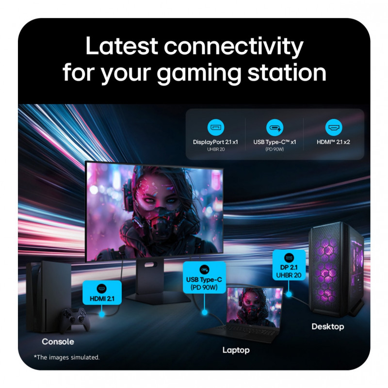 LG UltraGear Evo AI 32GX870B-B 31.5 inch Tandem OLED Gaming Monitor, 4K 240Hz / FHD 480Hz, HDR500, USB-C 90W
