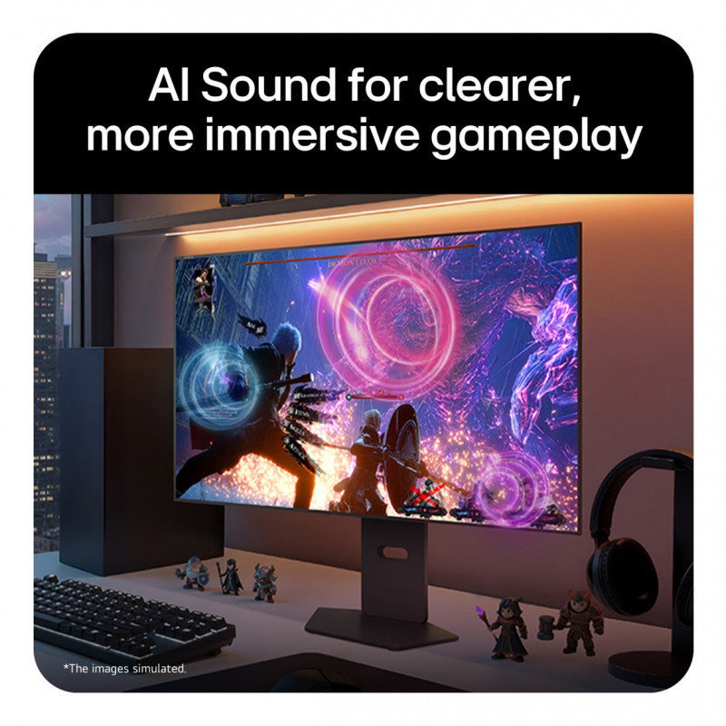 LG UltraGear Evo AI 32GX870B-B 31.5 inch Tandem OLED Gaming Monitor, 4K 240Hz / FHD 480Hz, HDR500, USB-C 90W