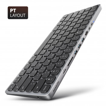 AXAGON HMC-KB-PT USB-C 5Gbps Keyboard (PT) 9-in-1 Hub
