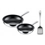 SILIT Talis Frying Pan Set with Spatula, 20 & 24 cm, Stainless Steel/Black