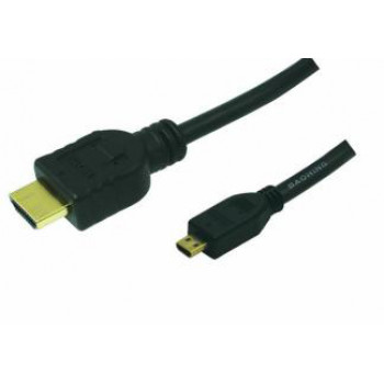 LogiLink High Speed HDMI Cable with Ethernet, HDMI Type A Male to Micro HDMI Type D Male, 1.5 m, Black