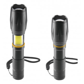 Hama W200 2-in-1 LED Flashlight, 200 lm, Zoom Focus, 3 Modes, Black