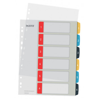 Leitz 12460000 A4 Numeric Tab Index, 1-10, Polypropylene, Grey