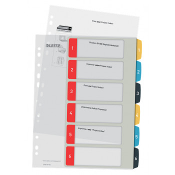 Leitz 12460000 A4 Numeric Tab Index, 1-10, Polypropylene, Grey