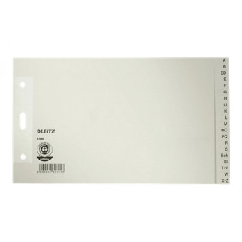 Leitz Manila Board Index Dividers A-Z, A5 Landscape, 20-Part, Grey, 100 gsm, 80 mm Punching with Reinforced Holes (1206-00-85)