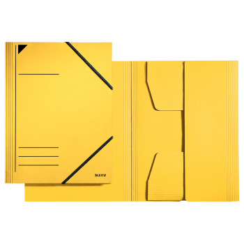 LEITZ Elasticated Folder DIN A4, Cardboard 320 gsm, Yellow, 3 Fully Glued Flaps 3981-00-15