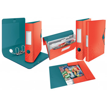 LEITZ Active Urban Chic Lever Arch File, 180°, 65 mm, Light Red, A4, Polyfoam, Duo-Optik, Rounded Spine 1117-00-20