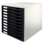 Esselte-Leitz Leitz Drawer Unit Form Set, 10 Drawers, Light Grey/Black, for DIN A4, Drawers with Pull-Out Stop, 1 Piece (5281-00-95)
