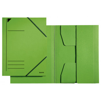 LEITZ Eckspannermappe DIN A4, Cardboard 320 g/m², Green from Colorspan Cardboard, 3 Fully Glued Flaps at the Corners (3981-00-55)