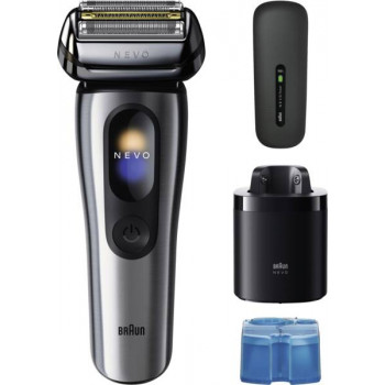 Braun NEVO 17000cc Electric Shaver with Clean&Charge Station, 5 Modes, 360° Head, Chrome/Silver 349659