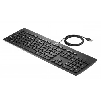 HP Business Slim USB Keyboard - Spanish QWERTY, Spill-Resistant, Black