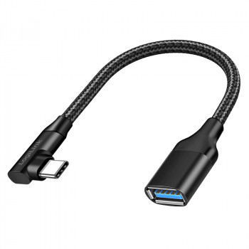 LogiLink CU0100 USB-C to USB-A Adapter Cable, 0.2 m, 10 Gbps, 90° Angled, Black