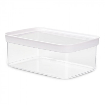 EMSA OPTIMA Rectangular Dry Food Storage Container, 2.0 L, Transparent with White Lid, Airtight Freshness Seal, BPA-Free Plastic, 1 Piece 3110600898