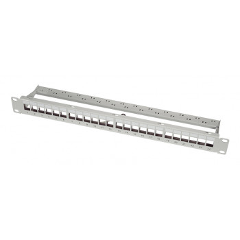 LogiLink 19 inch Keystone Patch Panel, 24 Port, Shielded, Light Grey (RAL7035), 1U, for up to 24 Keystone Modules, 1 pc (NK4073)