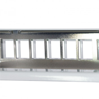 LogiLink 19 inch Keystone Patch Panel, 24 Port, Shielded, Light Grey (RAL7035), 1U, for up to 24 Keystone Modules, 1 pc (NK4073)