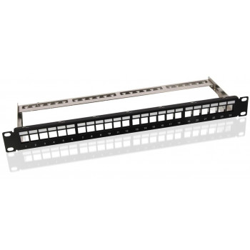 Microconnect PP-027 24-Port Cat6 UTP Patch Panel, 1U Rackmount, Black