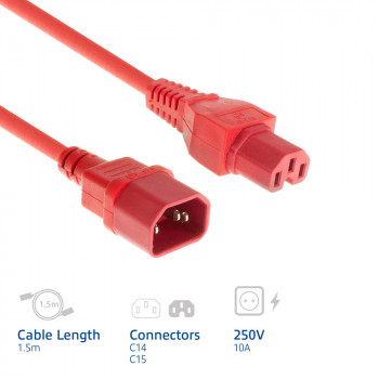 ACT Powercord C14 - C15 red 1.5 m (AK5390)