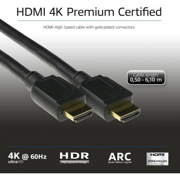ACT AK3947 HDMI Cable 6.1m 4K 60Hz HDR ARC 18Gbps Black