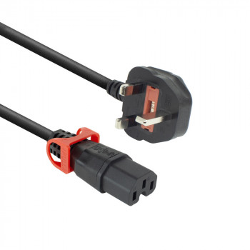 ACT Powercord UK male - C15 IEC Lock+ black 2 m, PC3884 (PL0082)