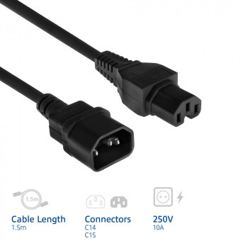 ACT Power Cord C14 to C15 Black 1.5 m (AK5387)