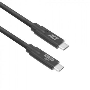 ACT USB-C to USB-C Cable 1m 5Gbps 60W PD 4K Video - Black AC7443