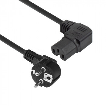 ACT AK5349 Power Cord Schuko CEE 7/7 Male Angled to IEC C15 Female Angled Right 1m Black