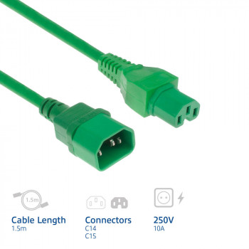 ACT Power Cord C14 to C15 Green 1.5 m (AK5394)