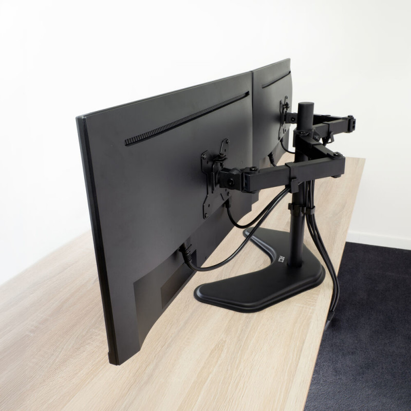ACT AC8363 Dual Monitor Arm Desk Stand for 2 Screens up to 32 inch - Clamp & Grommet Mount, VESA 75/100, 8kg per Arm, Black