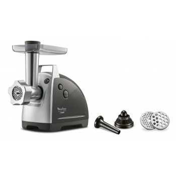 Moulinex ME6868 HV8 Pro 4-in-1 Meat Grinder, 2200 W, 4.5 kg/min, 3 Stainless Steel Discs, Kebbe & Sausage Attachments, Black/Silver