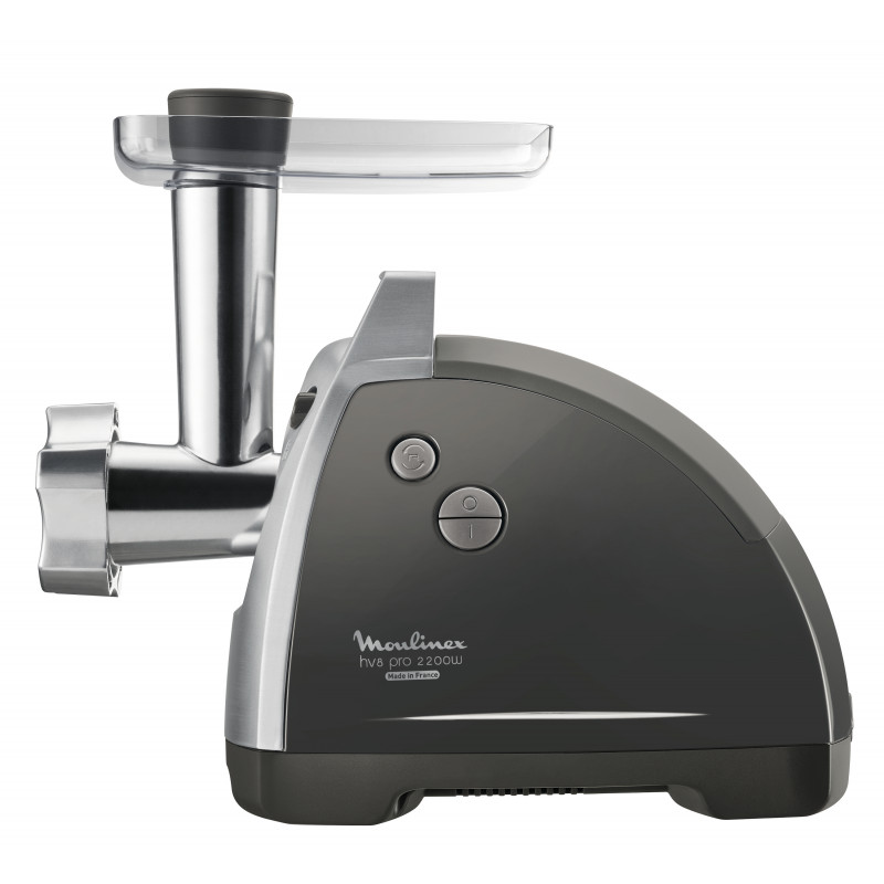 Moulinex ME6868 HV8 Pro 4-in-1 Meat Grinder, 2200 W, 4.5 kg/min, 3 Stainless Steel Discs, Kebbe & Sausage Attachments, Black/Silver