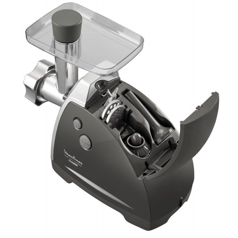 Moulinex ME6868 HV8 Pro 4-in-1 Meat Grinder, 2200 W, 4.5 kg/min, 3 Stainless Steel Discs, Kebbe & Sausage Attachments, Black/Silver