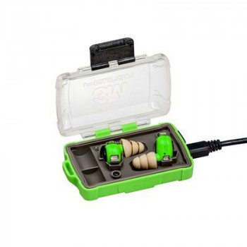 3M EEP-100 EU Electronic Hearing Protection Earplugs with Charging Case, Green