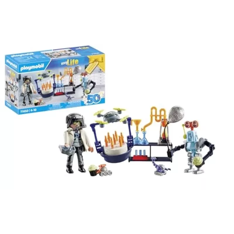 Playmobil 71450 My Life: Researchers with Robots Science-themed Party in the Lab Including a Transport Drone and Robots Fun Imaginative Role-play Arti