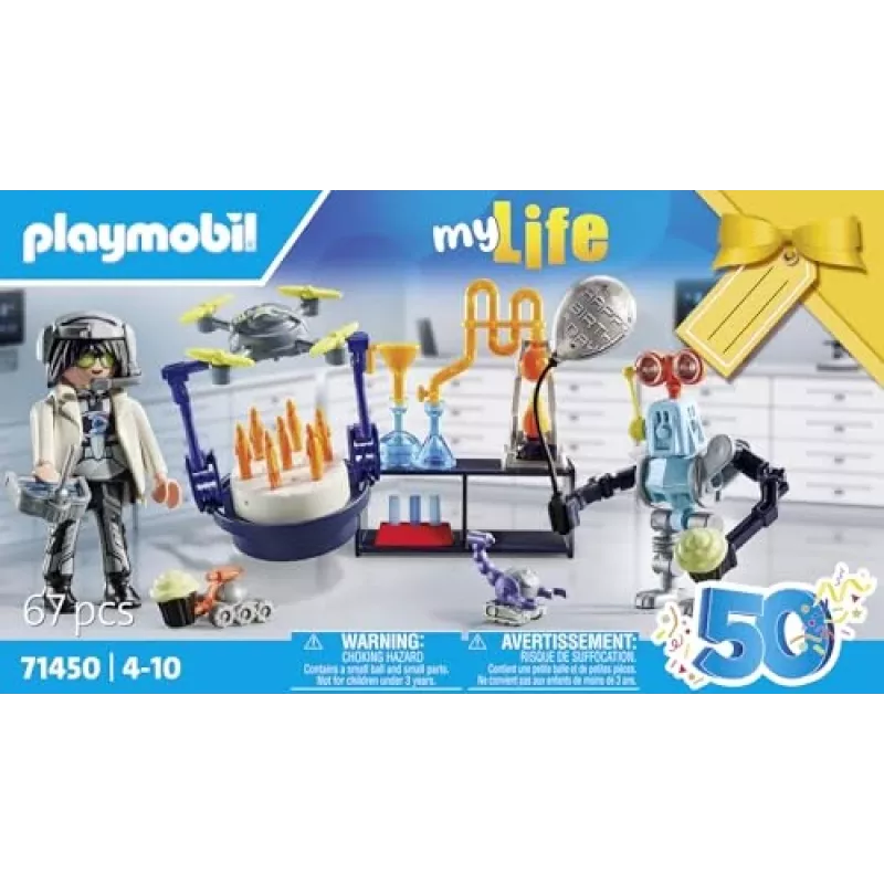 Playmobil 71450 My Life: Researchers with Robots Science-themed Party in the Lab Including a Transport Drone and Robots Fun Imaginative Role-play Arti