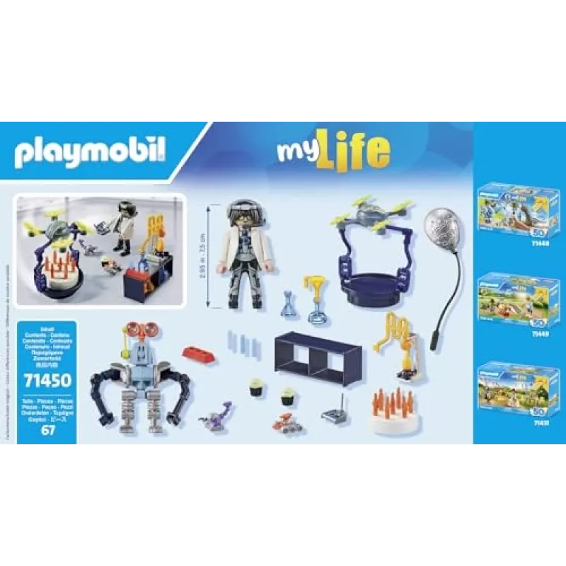 Playmobil 71450 My Life: Researchers with Robots Science-themed Party in the Lab Including a Transport Drone and Robots Fun Imaginative Role-play Arti