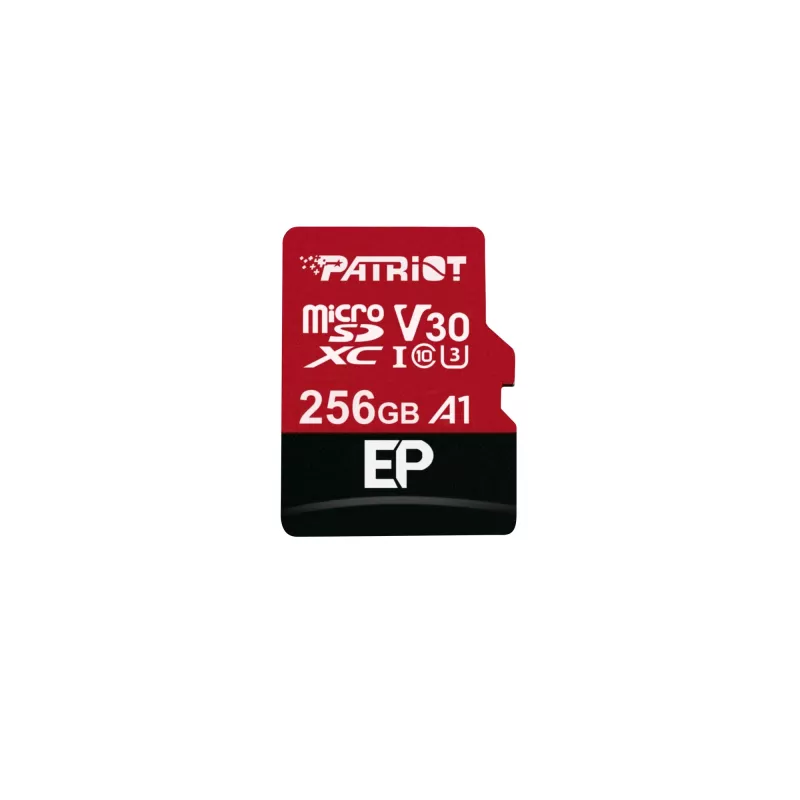 MicroSDXC memory card PATRIOT PEF256GEP31MCX 256GB Class 10 U3 V30 Read 100 MB/s Write 80 MB/s with SD adapter