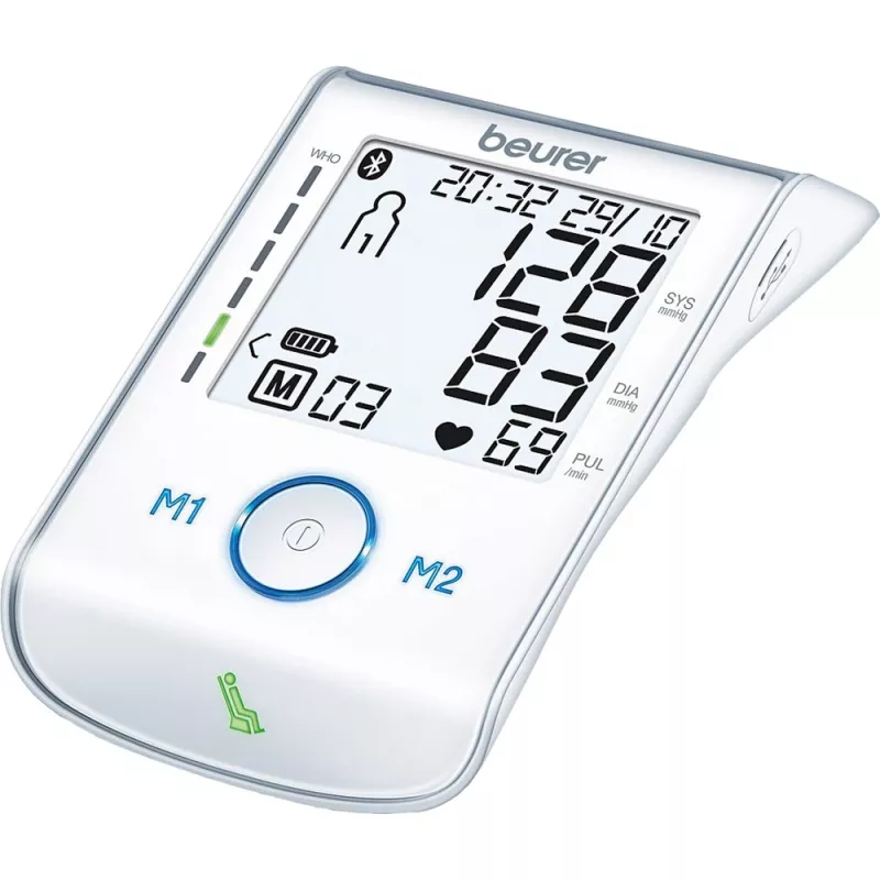 Beurer BM85 Upper Arm Blood Pressure Monitor with Patented Resting Indicator for Accuracy, App Connection with Certified Data Protection, Lithium