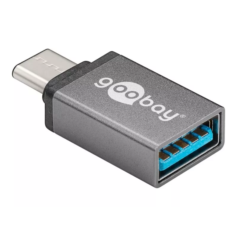 Wentronic Goobay USB-C™ Adapter - USB 3.0 A-Socket, Grey - for connection between USB-C™ and USB-A Devices (56621)