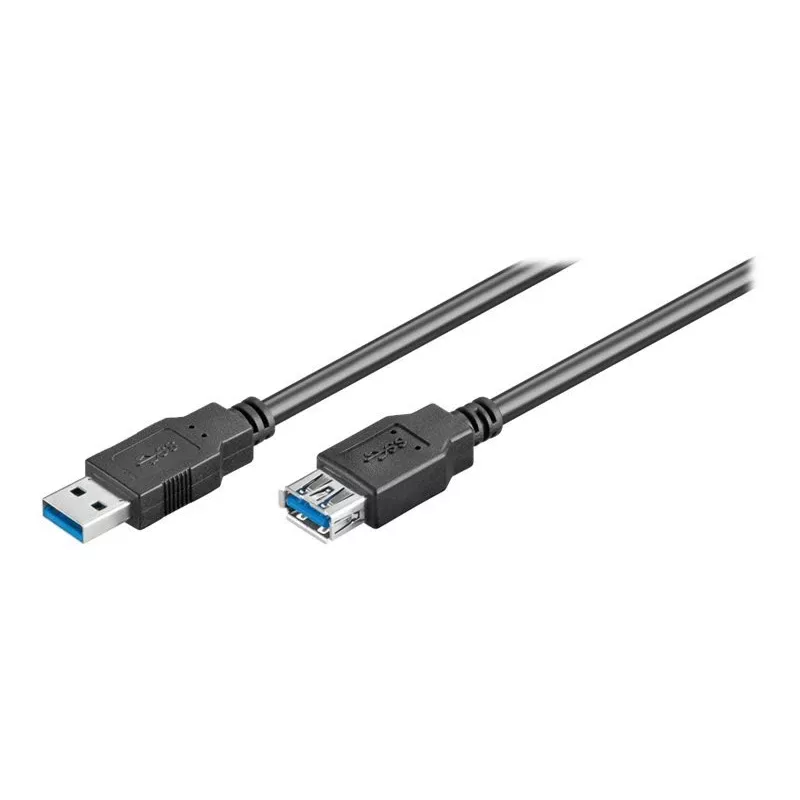 Wentronic Goobay USB 3.0 SuperSpeed Extension Cable, Black, 3 m - USB 3.0-Plug (Type A) > USB 3.0-Socket (Type A) (93999)