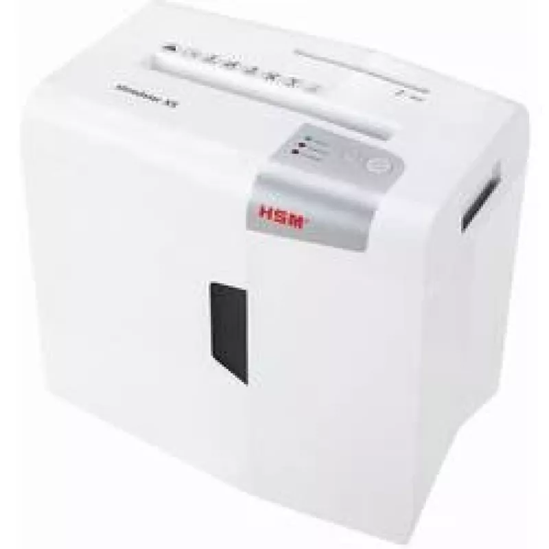 Paper shredder HSM X5 particle-cut P-4, 22 cm working width, 4.5 mm particles, 5-sheet capacity, 18 L bin