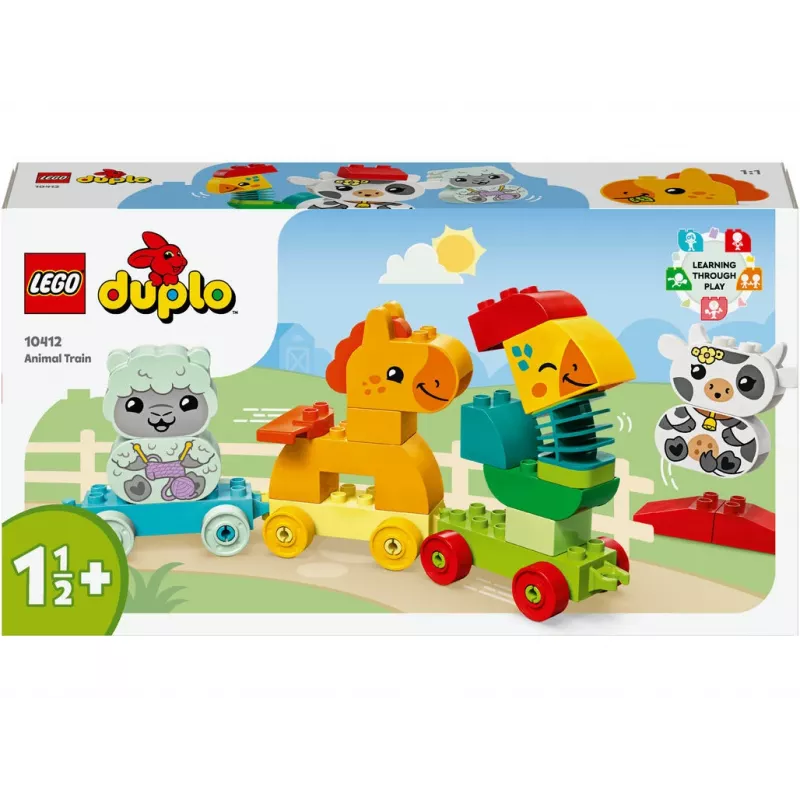 Construction toy LEGO DUPLO Animal Train 10412 — 19 pieces, for ages 1.5+, 170×60×430 mm