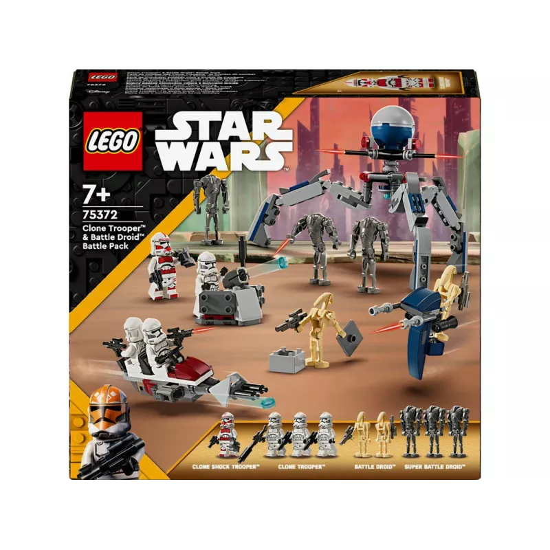 LEGO Star Wars Clone Trooper & Battle Droid Battle Pack Building Toys for Kids with Speeder Bike Vehicle 4 Minifigures and 5 Figures Gifts for Boys